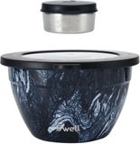 S'Well Saladier Set - Azuriet Marmer - Met apart dressing reservoir - 1,9L
