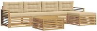 vidaXL - Bank loungeset - 5 zitplekken - Polyester - Wit en Beige - Exclusief kussens