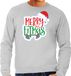 Bellatio Decorations Merry fitmas Kerst sweater / Kerst trui grijs voor heren - Kerstkleding / Christmas outfit XL
