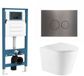 QeramiQ Dely Toiletset - inbouwreservoir Qeramiq Flush - slim zitting - metaal gunmetal bedieningsplaat - ronde knoppen - mat wit