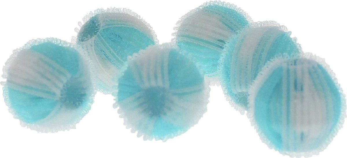 Scanpart anti-pluis wasbal - 6 stuks - blauw-wit