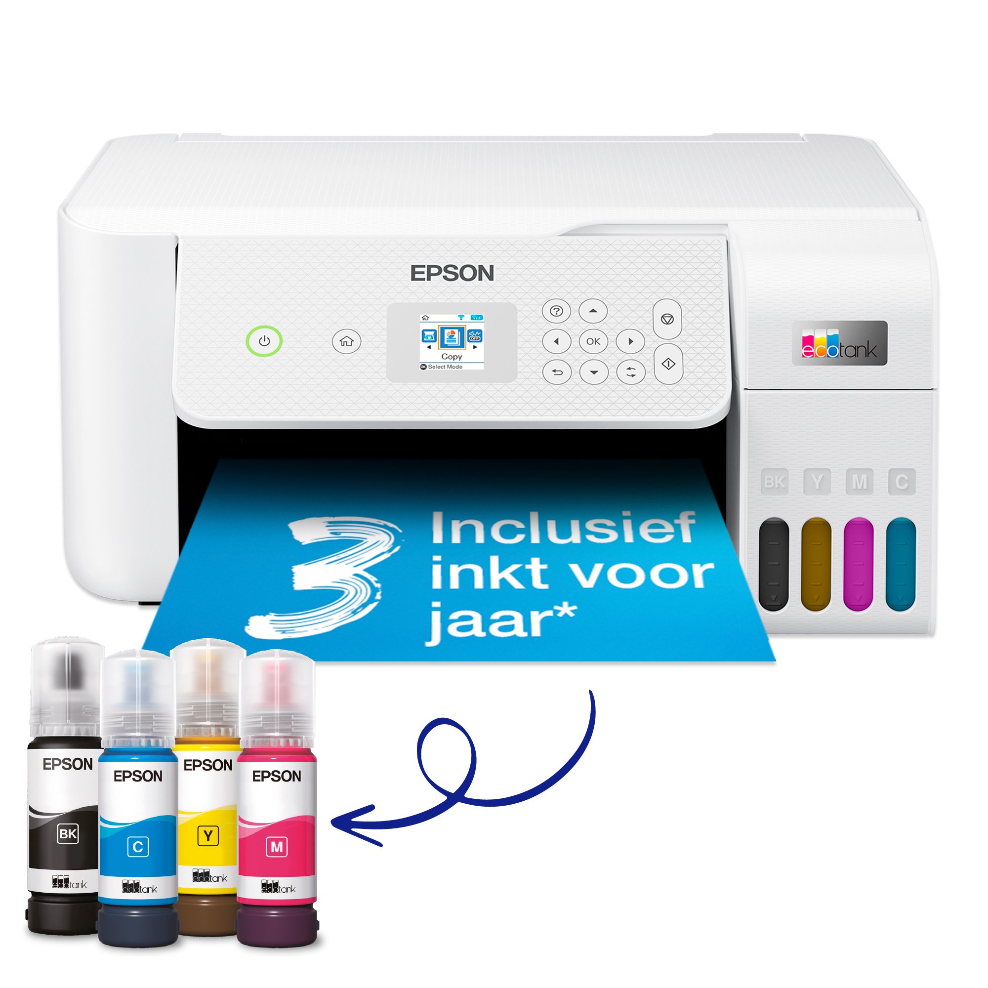 Epson EcoTank ET-2826 A4 multifunctionele Wi-Fi-printer met inkttank, inclusief tot 3 jaar inkt