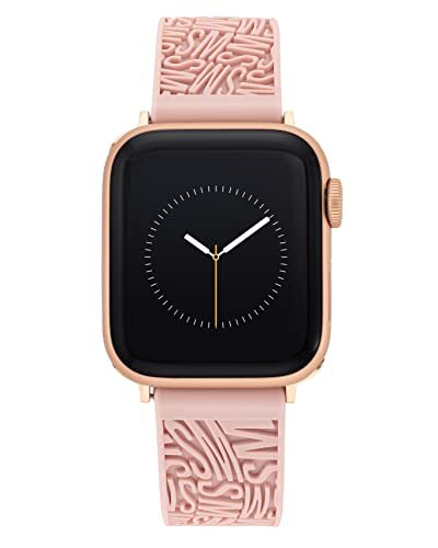 Steve Madden Mode siliconen band voor Apple Watch, veilig, verstelbaar, past op de meeste polsen, lichtroze, Lichtroze