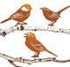 Décorations de jardin Set de 3 avec Oiseaux et finition rouille