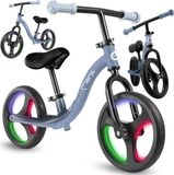 Momi ISOKA Loopfiets met LED-wielen, Verstelbaar Zadel en Stuur – Blauw