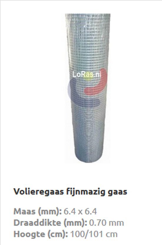 Olba Muizengaas Verzinkt gaas 6.4x6.4x0.70mm rol 5x1.0m