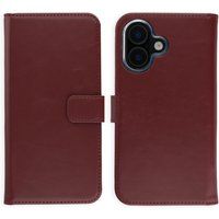 Selencia Echt Leren Bookcase voor de Apple iPhone 16 - Burgundy