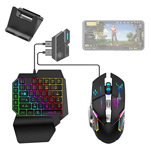 Zceplem Gaming-toetsenbord met één hand | 35 Toetsen Half Gaming Toetsenbord en Ergonomische Muis Combo met LED Backlight - Professionele gamingset voor mobiele games, snel opladen