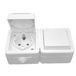 Schakelaar 10A + Schuko fitting 16A, schakelaar en sokkel buitenoppervlak, IP54 250 V