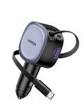 UGREEN Autolader met USB-C-aansluiting, 75W, intrekbaar, inclusief kabel | 60W Type-C snelladen, 30W USB-C, QC/PD3.0, compatibel met 12V-24V auto's, auto-adapter voor Macbook/iPad/iPhone/Galaxy etc.