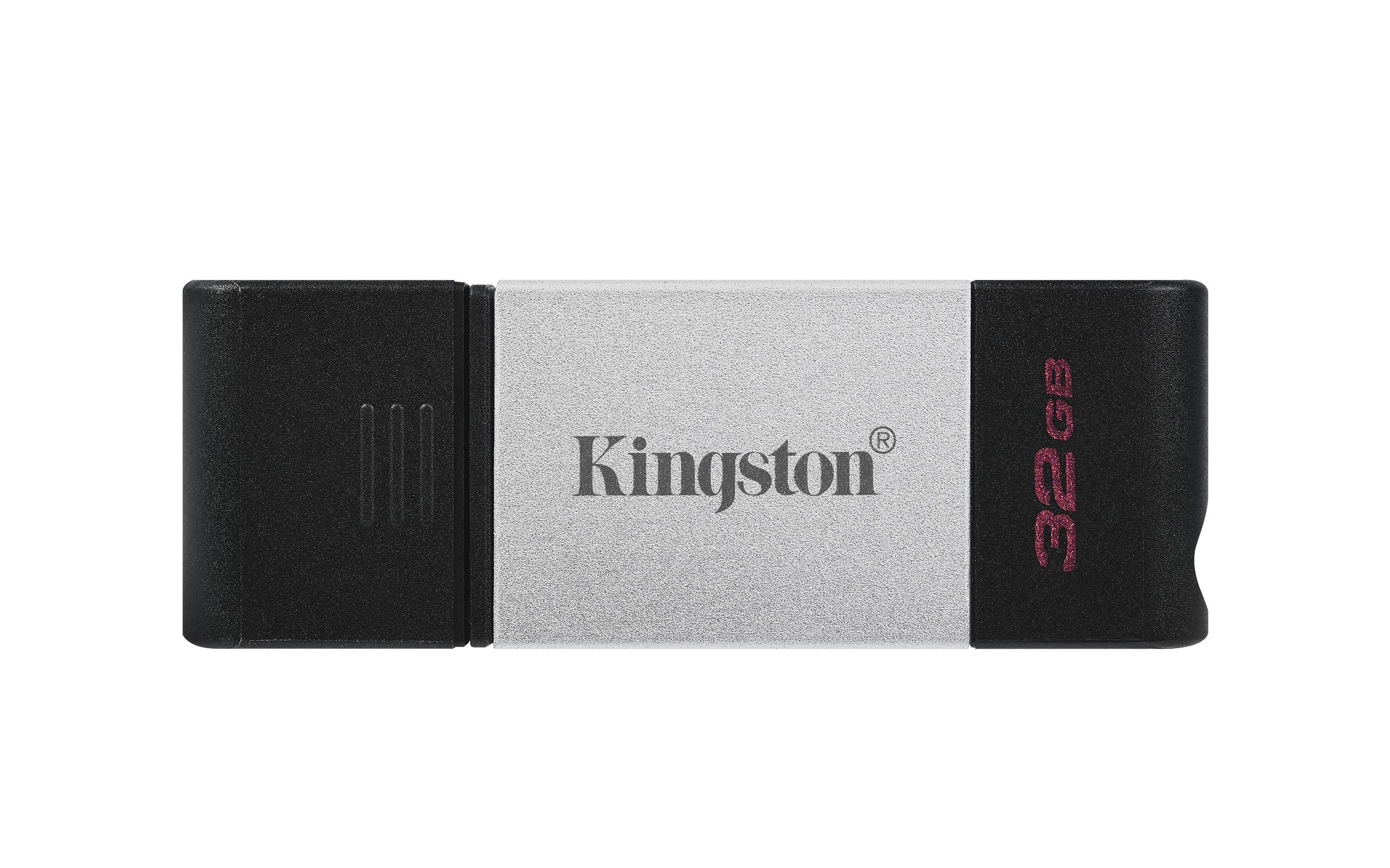 Kingston DataTraveler 80 USB Flash Drive - 32GB - USB Type-C 3.2 Gen 1 - Black/Silver