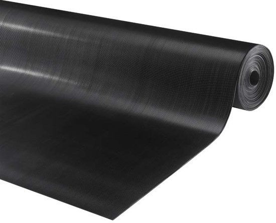 IVOL Rubber loper / rubbermat op rol ribbel 3mm - Breedte 50 cm - per strekkende meter - Zwart