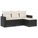 VidaXL 4-delige Loungeset met kussens, poly rattan, zwart