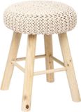 Atmosphera Ribcord krukje model Ibiza - beige - hout/stof - D31 x H43 cm