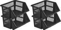Whitefurze Bac de rangement - 4x - empilable - noir - 35 x 29 x 17 cm