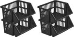 Whitefurze Bac de rangement - 4x - empilable - noir - 35 x 29 x 17 cm