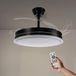M mimotec Black Olga Led-plafondventilator, 66 W, dimbaar, CCT-licht en intensiteitsregeling, motor DC 30 W + LED 36 W, stil, 6 snelheden, 4 intrekbare vleugels, timer