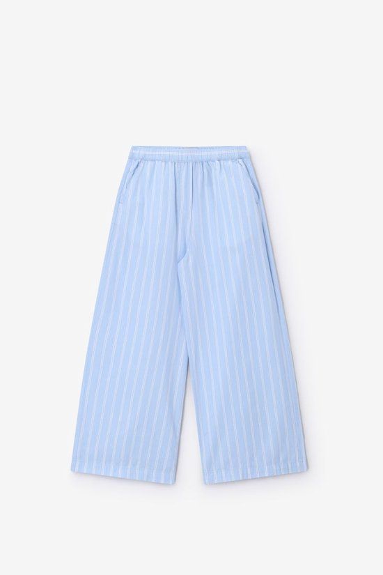 Sissy-Boy Lichtblauwe wide leg broek met strepen