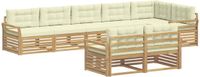 vidaXL Tuinset met 8 zitplaatsen, wit en crème, polyester