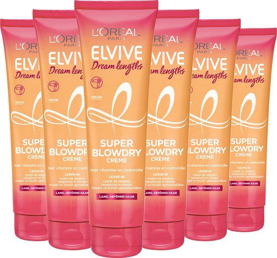 L'Oréal Paris L’Oréal Paris Elvive Dream Lengths Blowdry Cream - Lang, Beschadigd Haar - 6 x 150ml