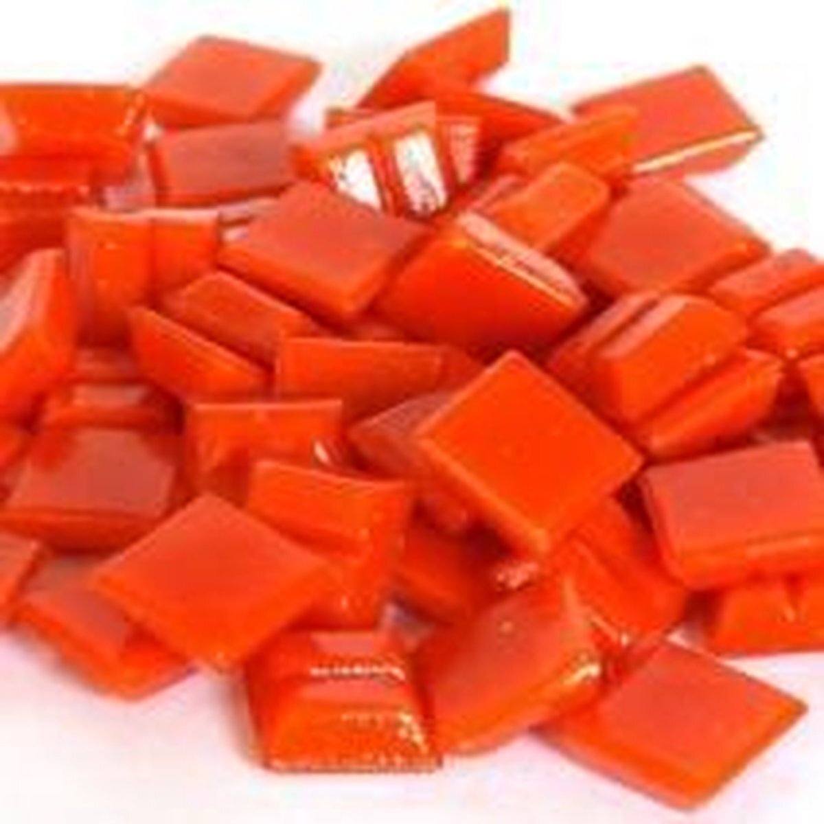 Cristallo Glas mozaïek steentjes 10 x 10 mm kleur Oranje ± 300 gram