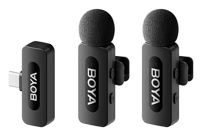 Boya BY-V20 V2.0 Wireless Microphone for USB-C (2 x transmitter & 1 x receiver) - Black