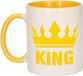 Bellatio Decorations Cadeau King mok/ beker geel wit 300 ml