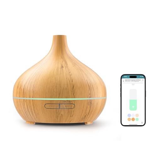 Meross Verbonden etherische olie-diffuser, ultrasone wifi-aromadiffuser, compatibel met HomeKit, Alexa en Google Home, BPA-vrij met RGB-led, spraakbesturing en afstandsbediening