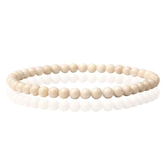 Memphis Natuursteen Armband - 4mm Fossil - 19cm