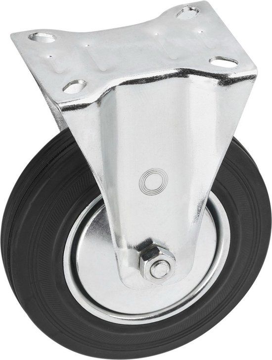 Metafranc Bokwiel Ø 200 mm - plaat 140 x 110 mm - massief rubberen wiel - zacht loopvlak - rollager - 99 kg draagkracht