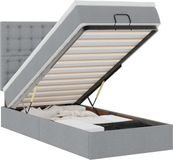 vidaXL Bed Poef met Matras en LED's 90x200 cm Stof Lichtgrijs