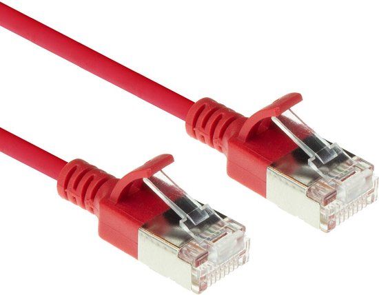 ACT Rode 3 meter LSZH U/FTP CAT6A datacenter slimline patchkabel snagless met RJ45 connectoren DC7503