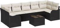 vidaXL Tuinbank Set 8-delig Zwart en Crème