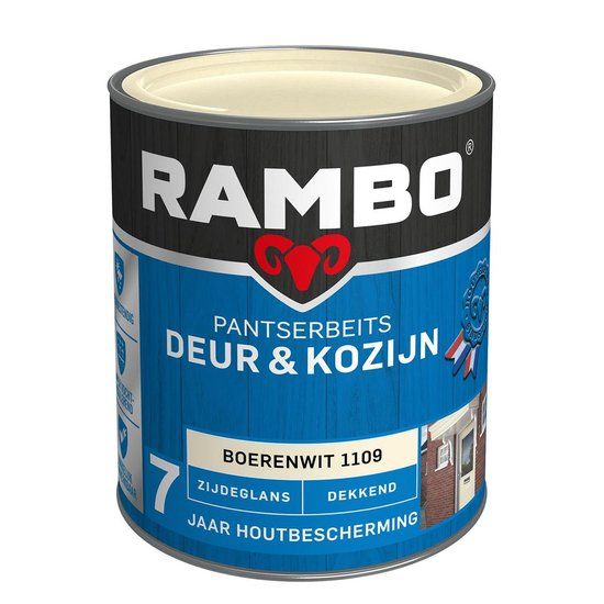 Rambo Pantserbeits Deur & Kozijn Zijdeglans Dekkend - Boerenwit - 0.75L