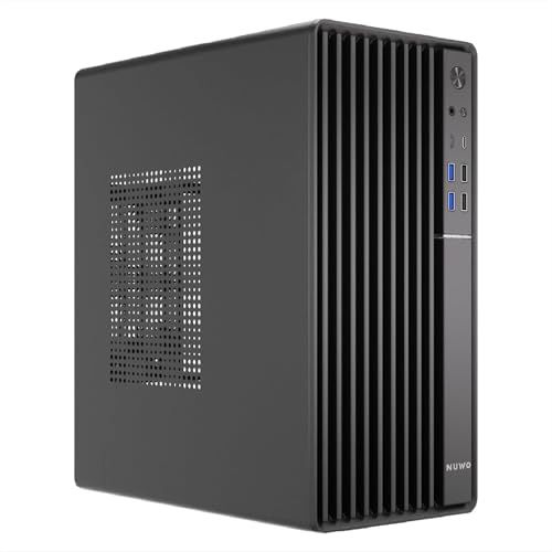 Nuwo Quartz QK300 compacte pc-behuizing micro-ATX zonder voeding, compatibel met MicroATX en Mini-ITX, frontnetkoeling, USB 3.0 en Type-C, zwart