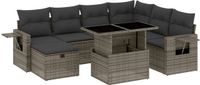 vidaXL 8-delige dining loungeset met kussens, polyrattan, grijs