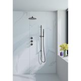 Fortifura Nebbio opbouw regendoucheset – 35 cm gebogen wandarm – glijstang 91 cm – gunmetal geborsteld