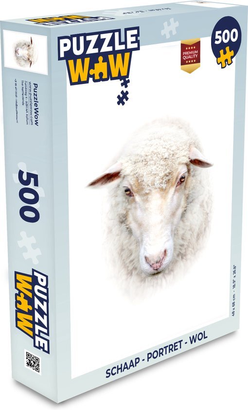 MuchoWow Puzzel Schaap - Portret - Wol - Legpuzzel - Puzzel 500 stukjes - Sinterklaas cadeautjes - Sinterklaas voor grote kinderen