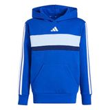 adidas Seasonal Essentials Tiberio 3 Stripes Fleece Hoodie Sweatshirt, team royal blue/white/glow blue, 7-8 Years
