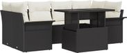 vidaXL Tuinbank Set 7-delig Zwart Polyrattan