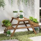 Furinno TIOMAN Plantenstandaard voor buiten, 3-laags ladder, plantenrek, gelaagde plantenstandaard voor binnen en buiten, terras, tuin, balkon, naturel