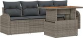 vidaXL Tuinbank - Set - 5-st - Grijs - Poly-rattan