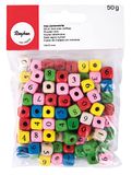 Rayher Houten cijferkralen, blokjes, FSC-gecertificeerd, 10 x 10 mm, kleurrijk gemengd, 4 zijden scherpe cijfers, zakje 50 g, kralen voor sieraden en knutselen, 12242999