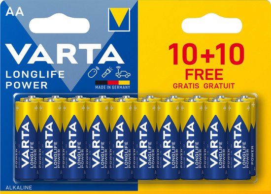 Varta Longlife Power AA Alkaline Wegwerpbatterijen 20 Stuks
