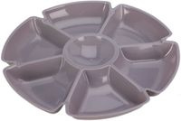 Excellent Houseware Hapjes / chips serveerschaal - grijs - D29 cm - vakjes dienblad - kunststof