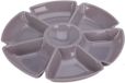 Excellent Houseware Hapjes / chips serveerschaal - grijs - D29 cm - vakjes dienblad - kunststof