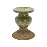 Creative Co-Op Tweekleurige noodlijdende groene terracotta sculptuur kaarsenhouder