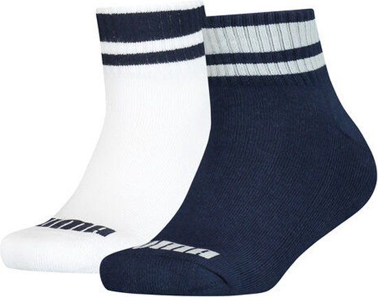 PUMA Kids Clyde Quarter Socks 2P - Blue & White - Size 27-30