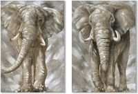 DKD Home Decor Schilderij Olifant Koloniaal 70 x 3 x 100 cm (2 Stuks)