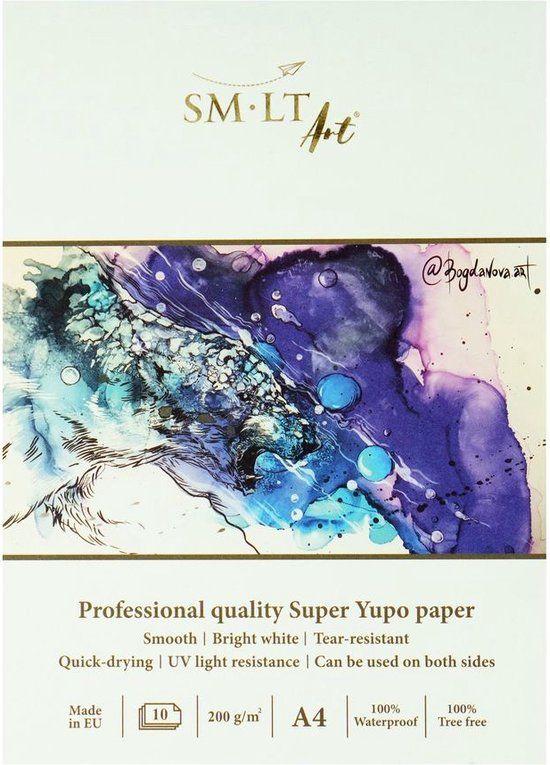 SMLT Professioneel Papierblok Yupo A4 200gr 10 Vel Alcoholinkt